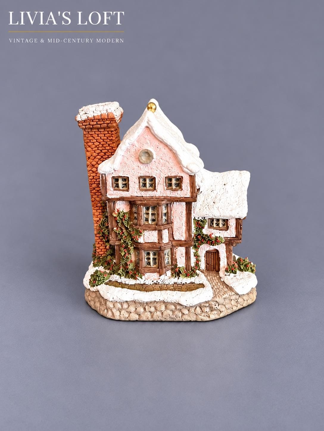 Vintage 1992 David Winter Suffolk House Christmas Ornament | John Hine Studios English Cottage Miniature, view 1