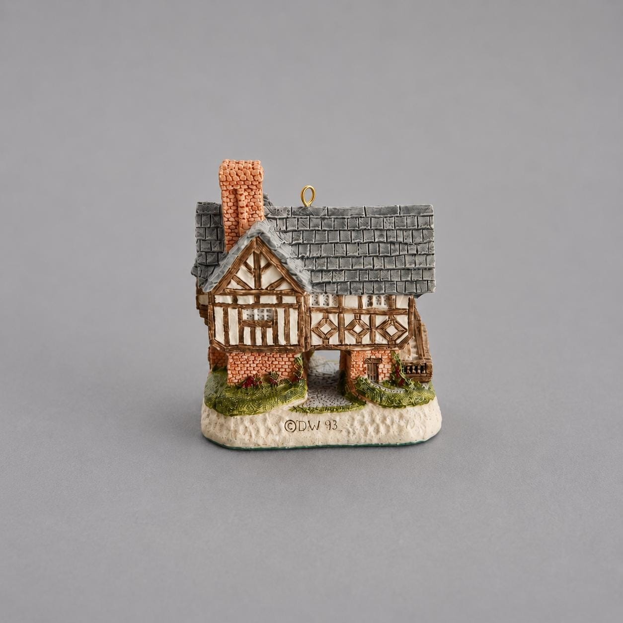 Vintage 1993 David Winter Cottages The Grange Christmas Ornament John Hine Studios Tudor Miniature House, view 2