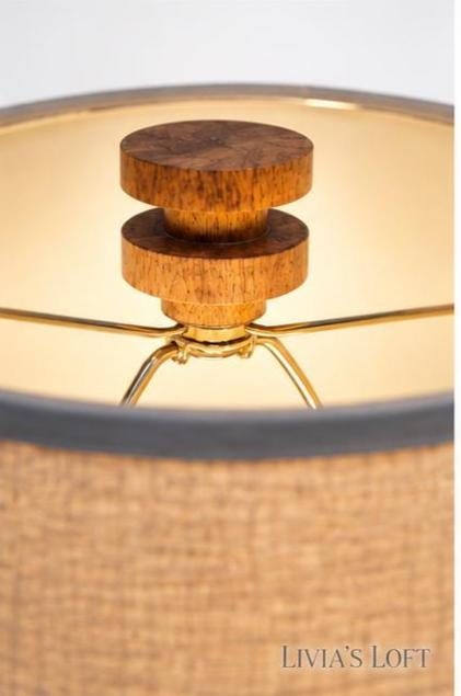Modern Rustic Wood & Black Table Lamps In the Style of Heath and Company Lighting Set of 2, view 4