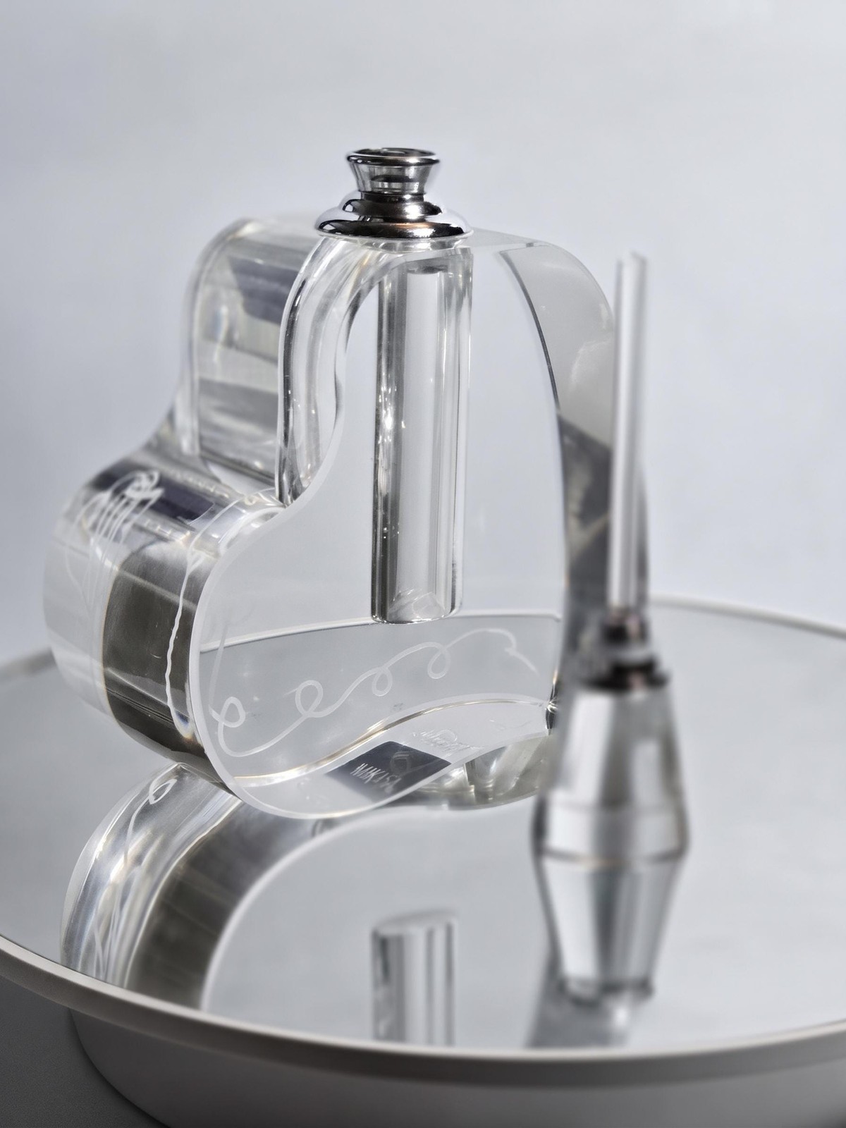 Mikasa Love Story Crystal Heart Perfume Bottle – Etched Glass Vanity Collectible, view 3