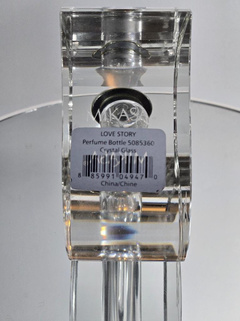 Mikasa Love Story Crystal Heart Perfume Bottle – Etched Glass Vanity Collectible, view 5