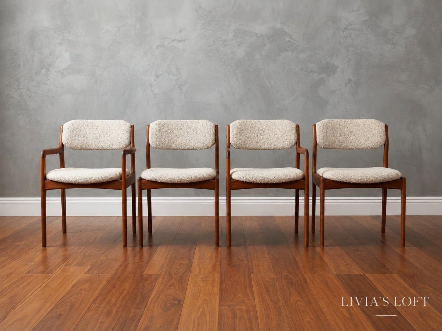Benny Linden Teak Dining Chairs Set of 4 2 Armchairs & 2 Side Chairs Mid Century Modern, view 1