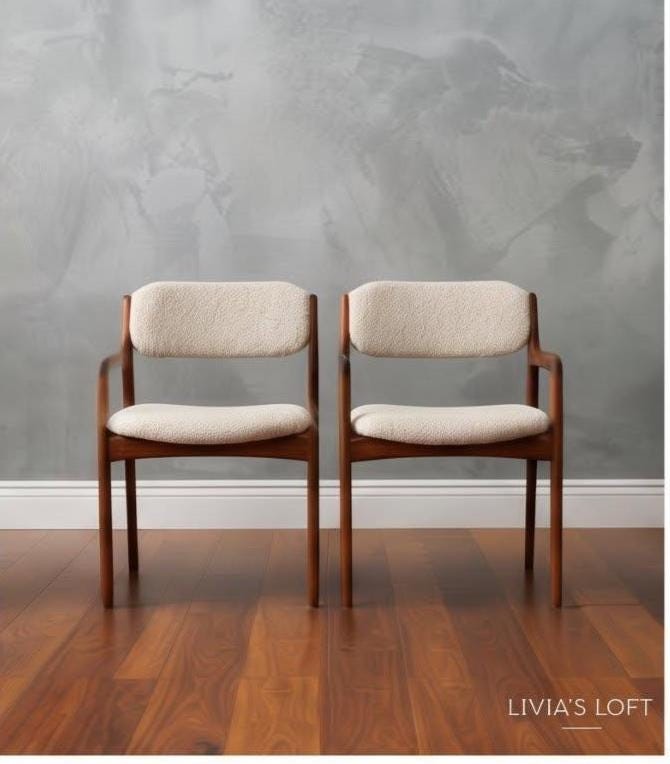 Benny Linden Teak Dining Chairs Set of 4 2 Armchairs & 2 Side Chairs Mid Century Modern, view 3