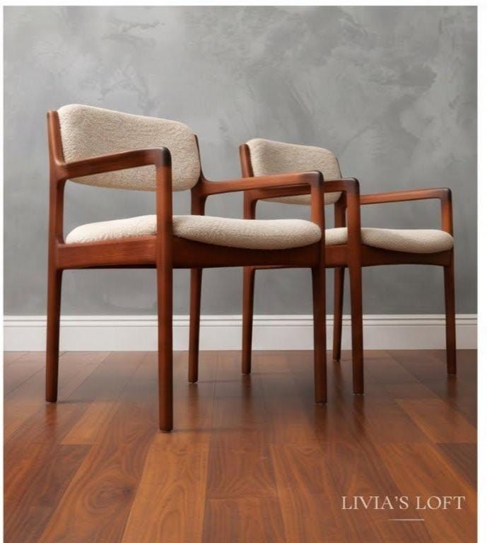 Benny Linden Teak Dining Chairs Set of 4 2 Armchairs & 2 Side Chairs Mid Century Modern, view 5