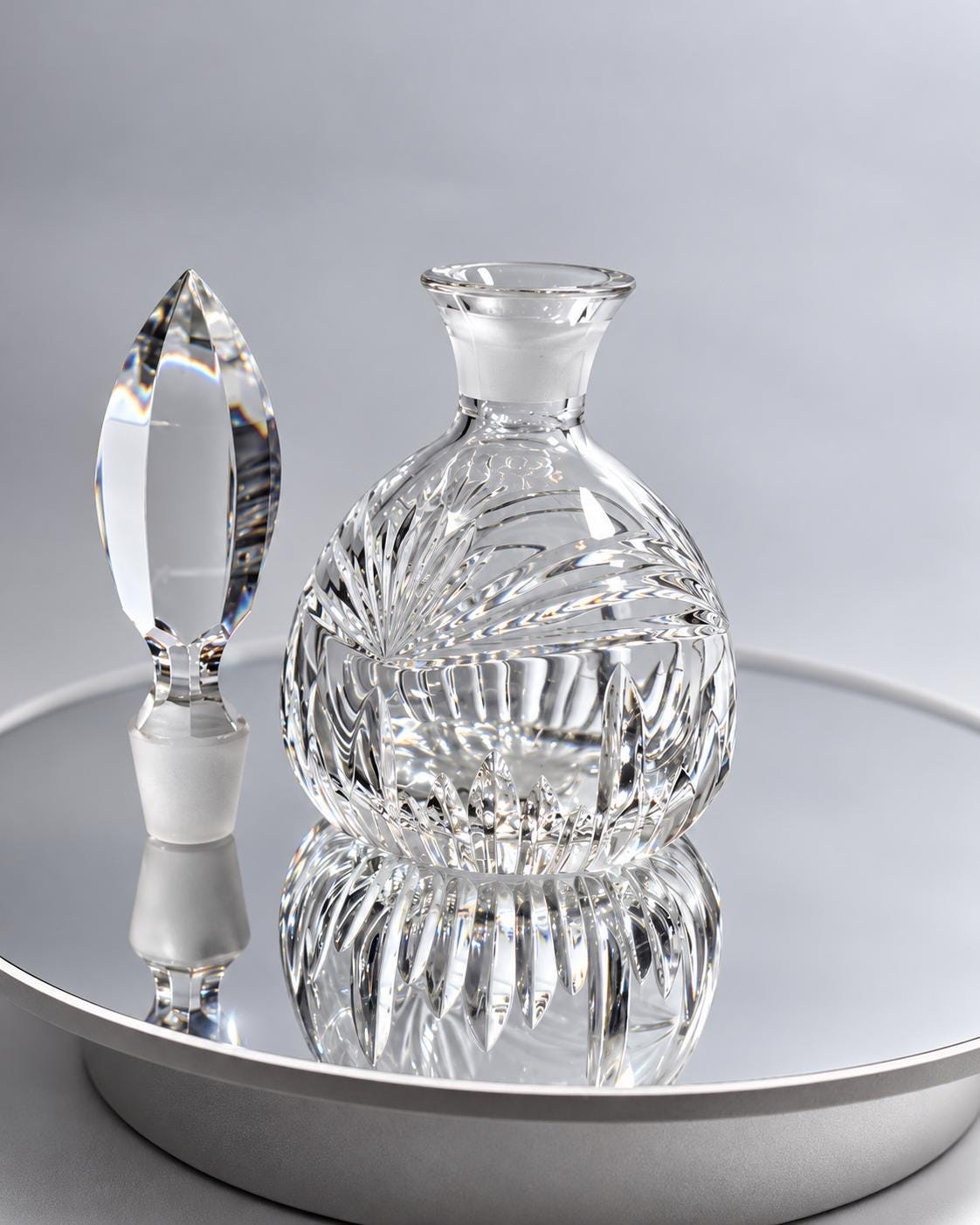 Marquis by Waterford Cut Crystal Perfume Bottle with Faceted Stopper., view 2
