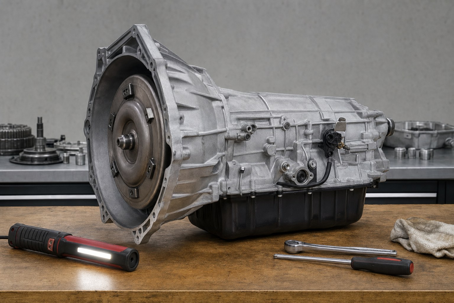 Automatic transmission assembly prepared for a professional inspection