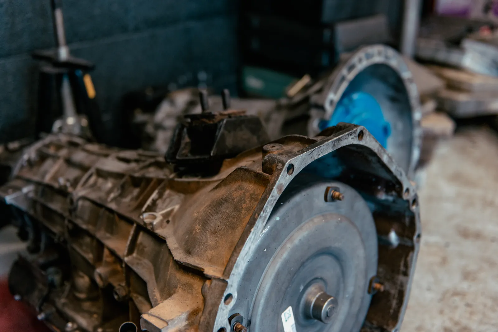 Transmission removed for service in the Prescott repair shop