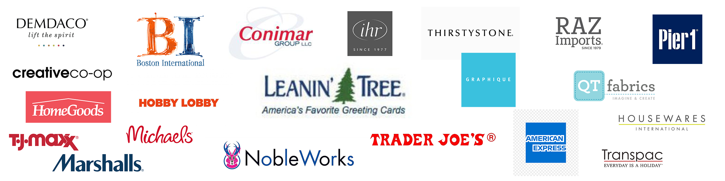 Logos of companies that have featured Christine Anderson’s artwork