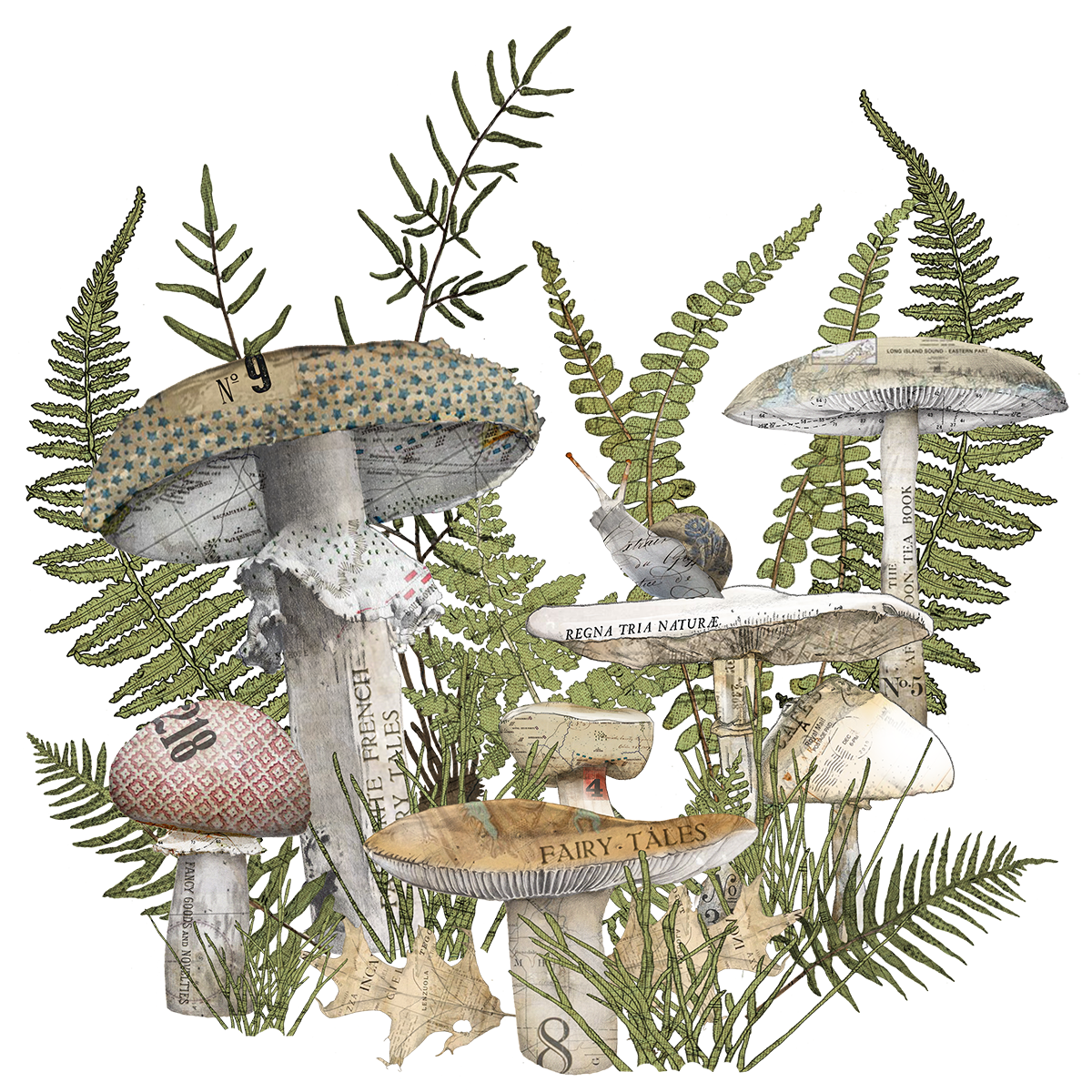 Mushrooms & woodland artwork by Christine Anderson, example 1