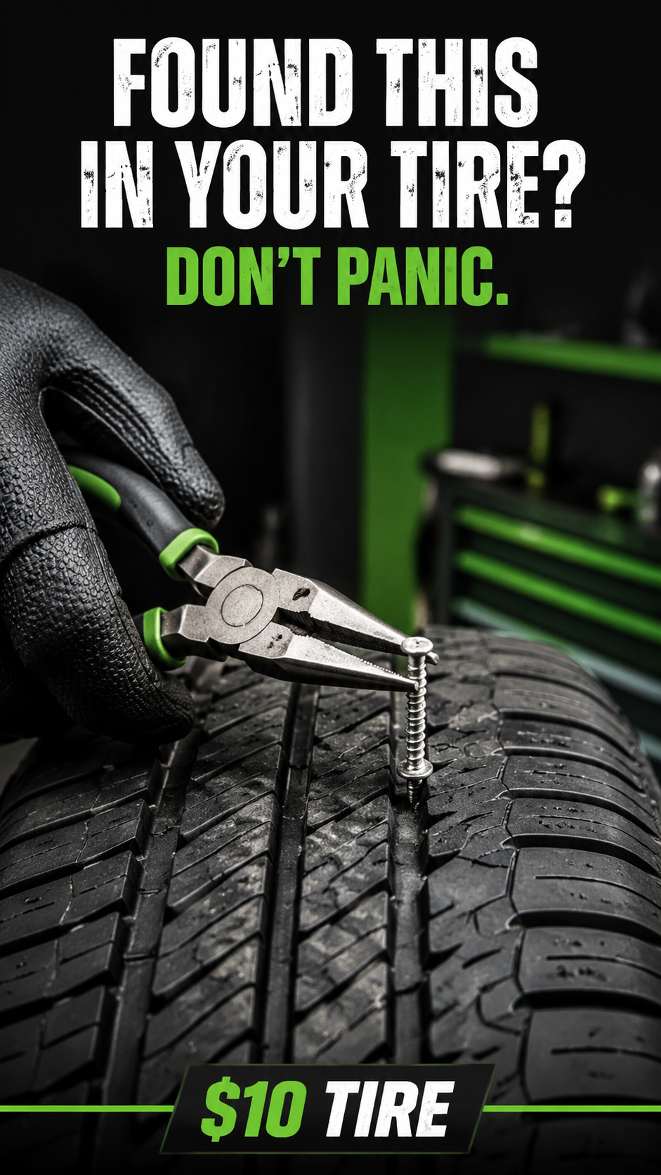 Nail being removed from a tire