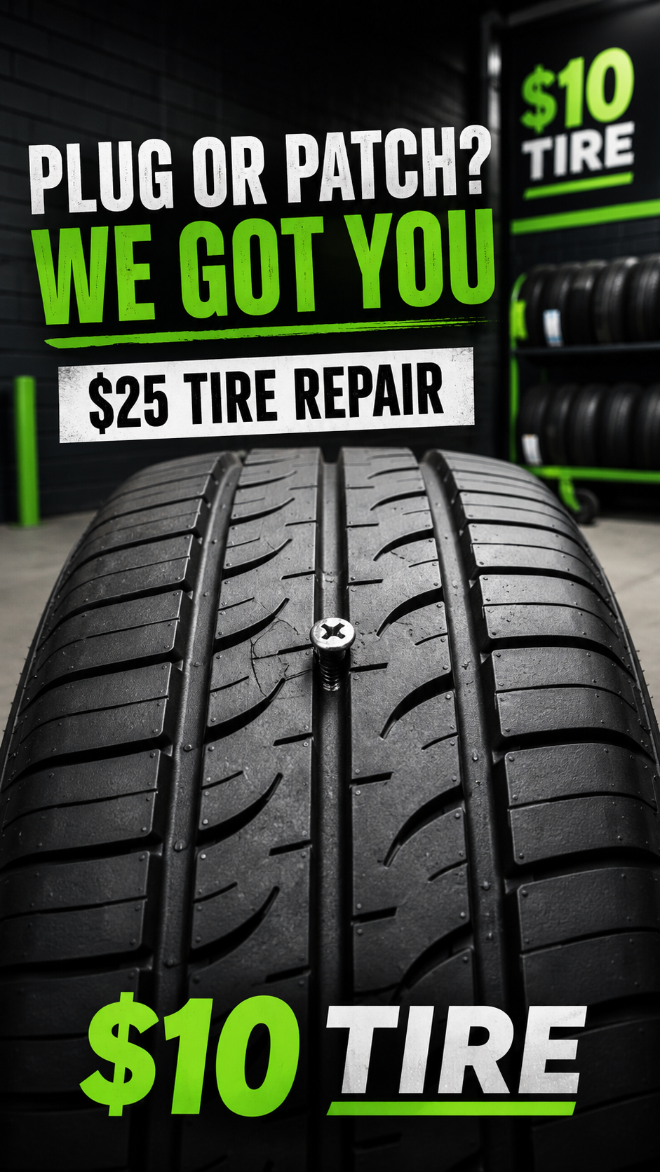 Tire repair graphic from $10 Tire