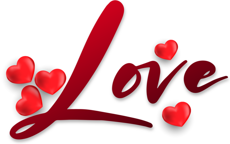 Love artwork with red hearts and the word Love