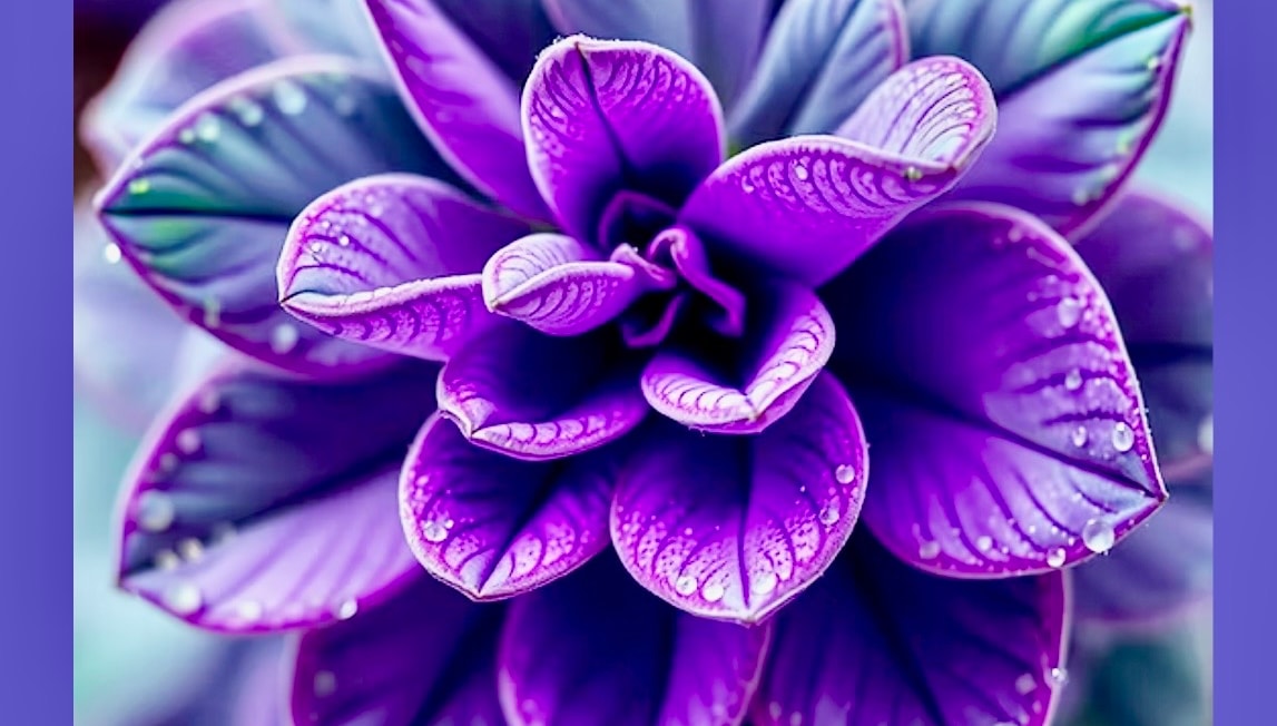 Purple flower with water droplets