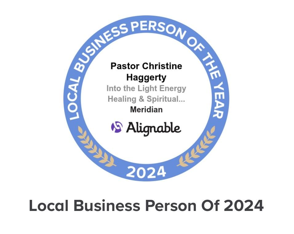 Alignable Local Business Person of the Year 2024 award for Pastor Christine Haggerty