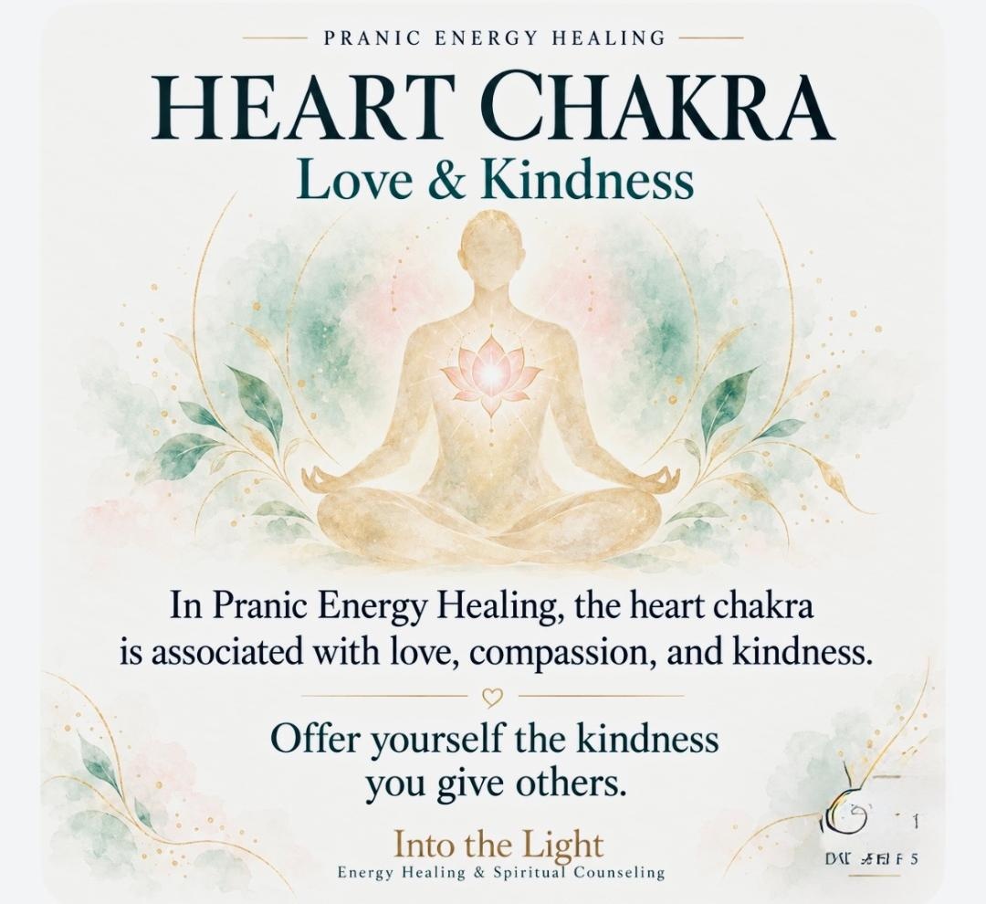 Heart Chakra: Love & Kindness, with a seated meditation illustration