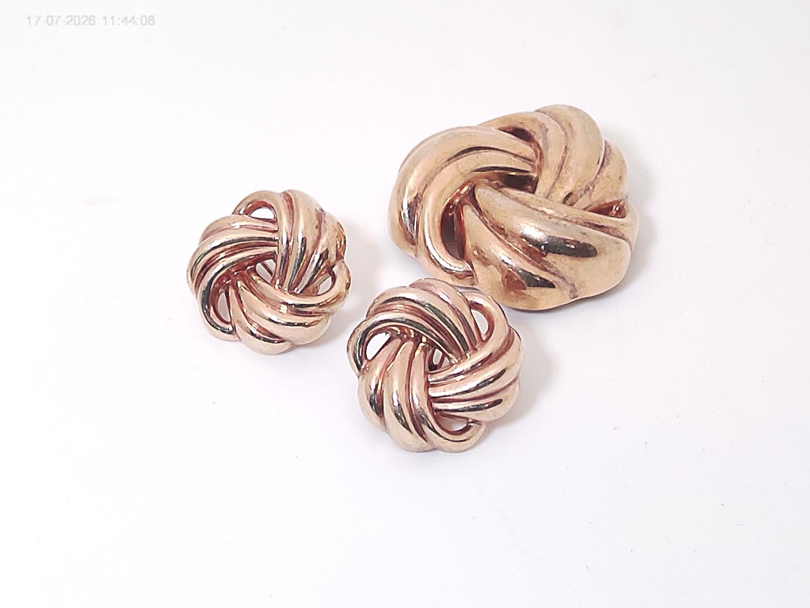 Vintage 1950's Trifari Crown Gold-Plated Fur Clip and Earrings Set