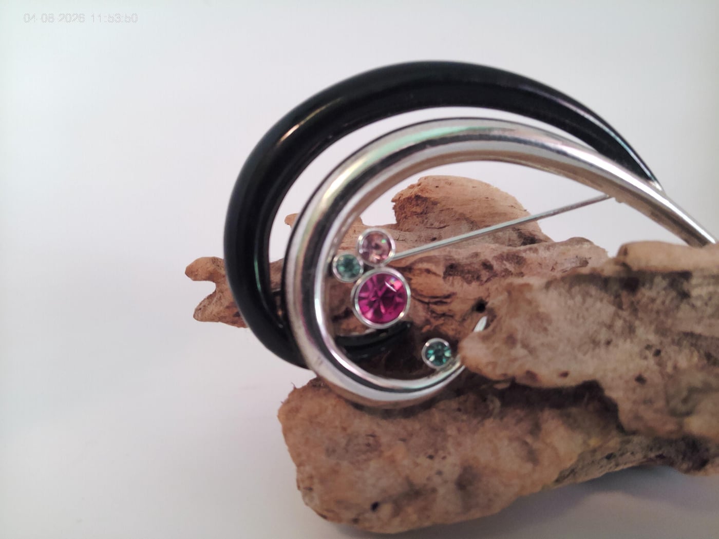 Vintage Abstract Swirl Brooch, Modernist Style.