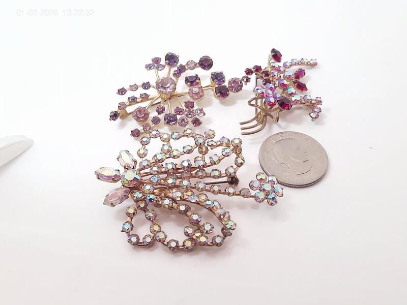 Vintage Austrian AB Crystal Brooches, Artisan Crafted, You choose.