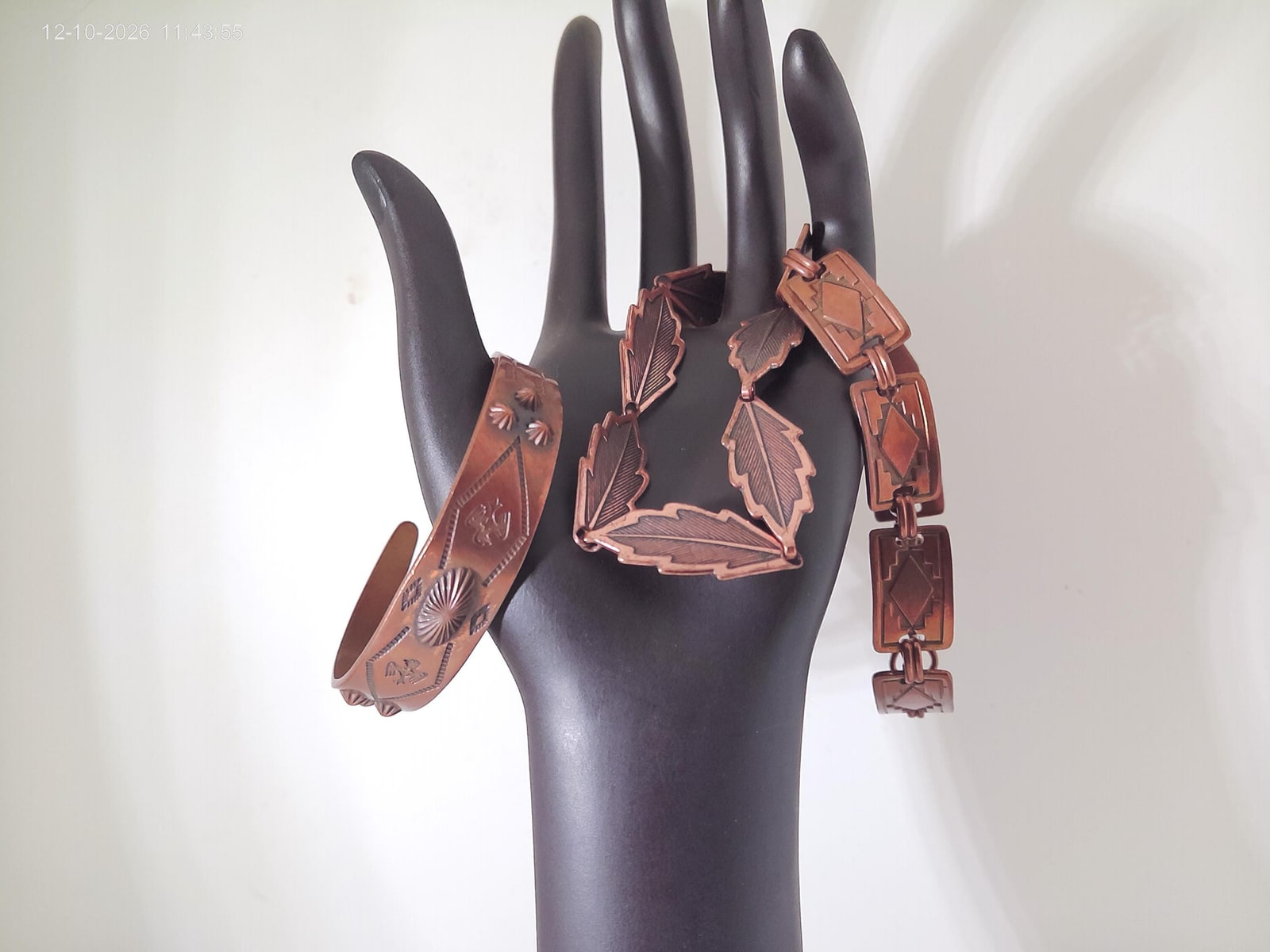 Vintage Brass and Copper Native American Bracelets, Set of Three.
