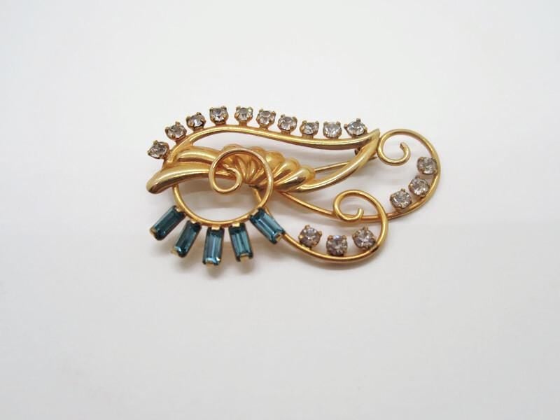 Vintage Brilliant Topaz Gold Filled Brooch/Pendant, Art Deco Style.