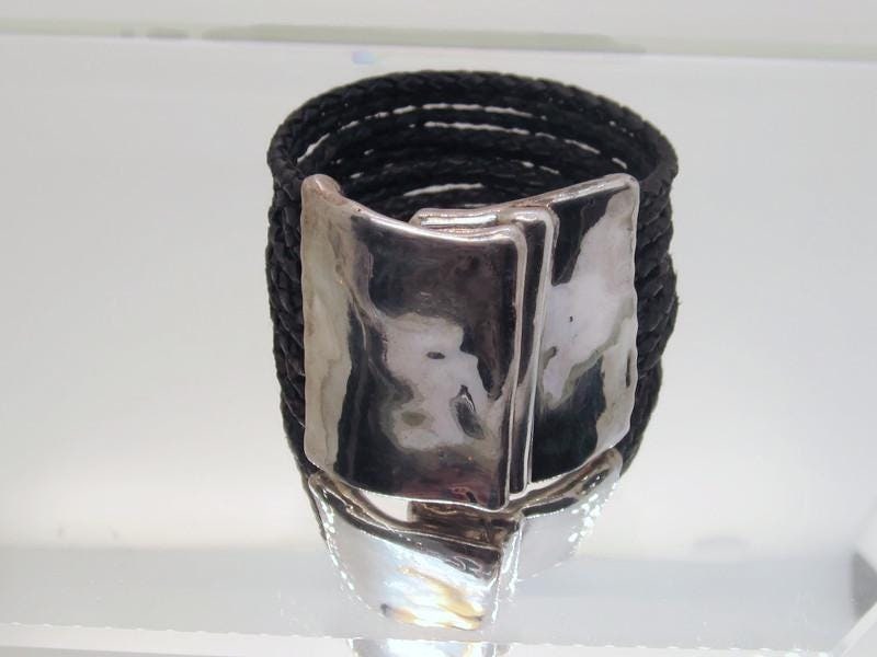 Vintage Sterling Silver Cuff 1970's Era, Magnetic Closure, Made in Israel.