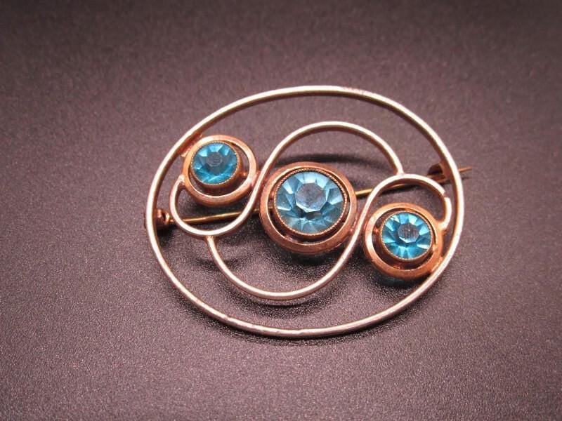 Vintage Zircon Circle Brooch: Gold Vermeil Bezel Setting, Circle of Love