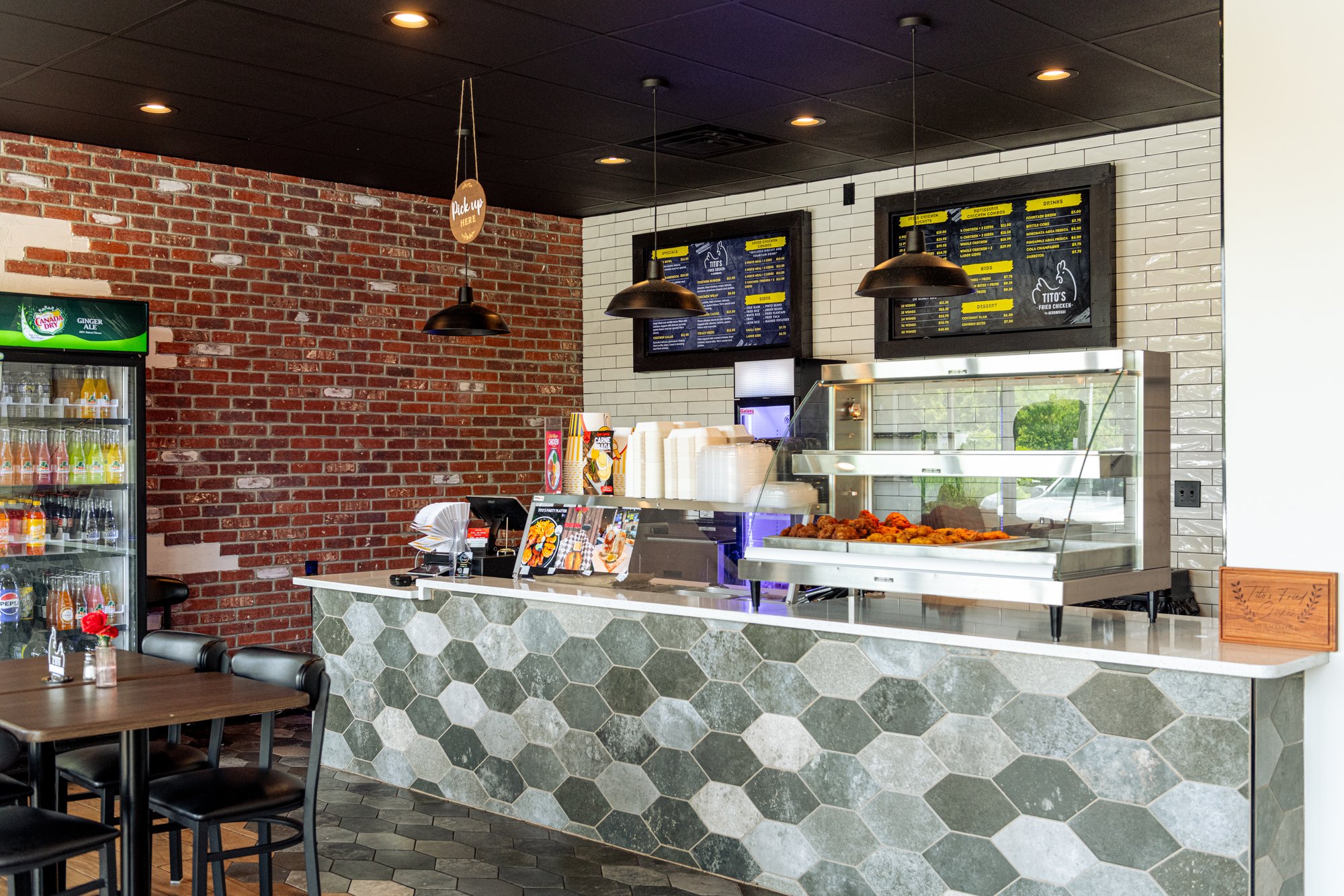 The Tito’s Fried Chicken counter and dining room