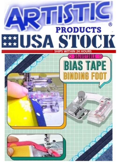 Adjustable Bias Binder Presser Foot Attaching Binding Snap-on For Sewing Machine