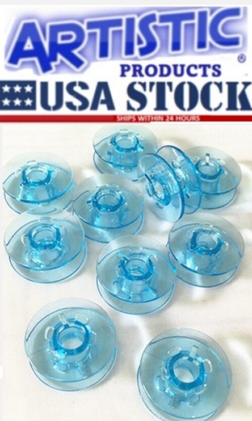 10 Pfaff Plastic Blue Bobbins,9033P, 1469 1471 1472 1473 1475 1475CD 1520 +