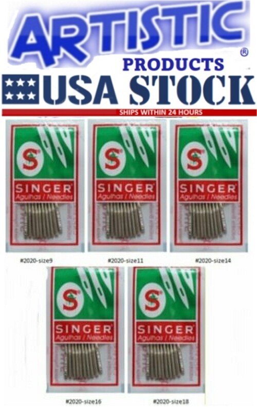 Needles 50pc.2020 Singer 301A,401,401A,403,404,501,501A,99, 10 ea.9,11,14,16,18-