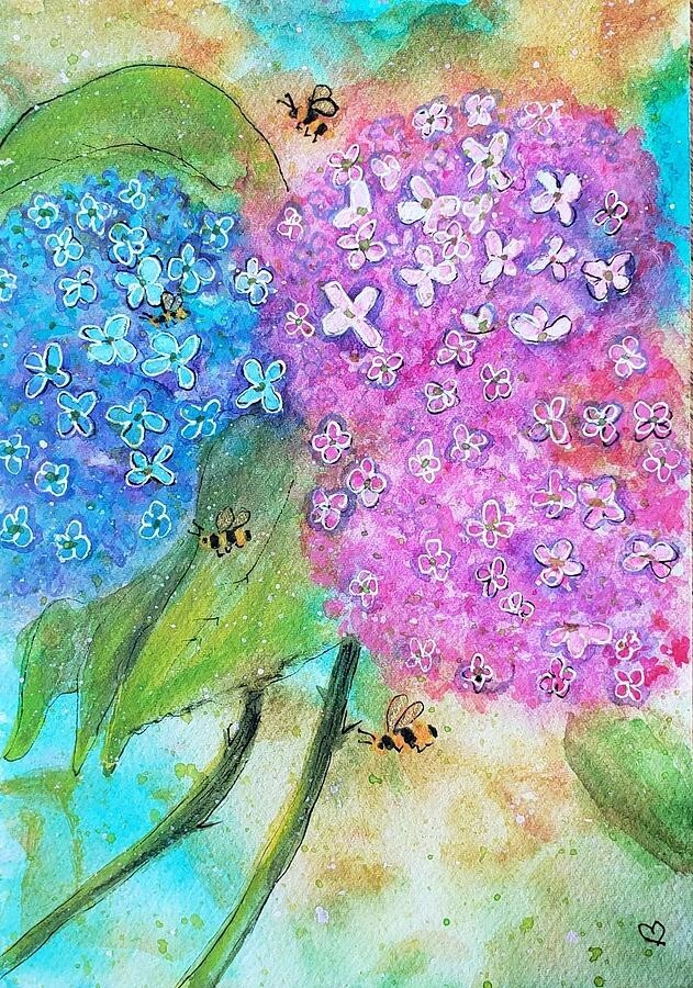 Abstract Hydrangeas, artwork by Deahn Benware