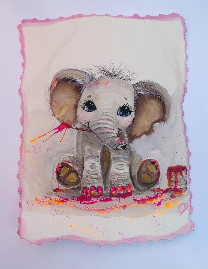 Cute Baby Elephant, artwork by Deahn Benware