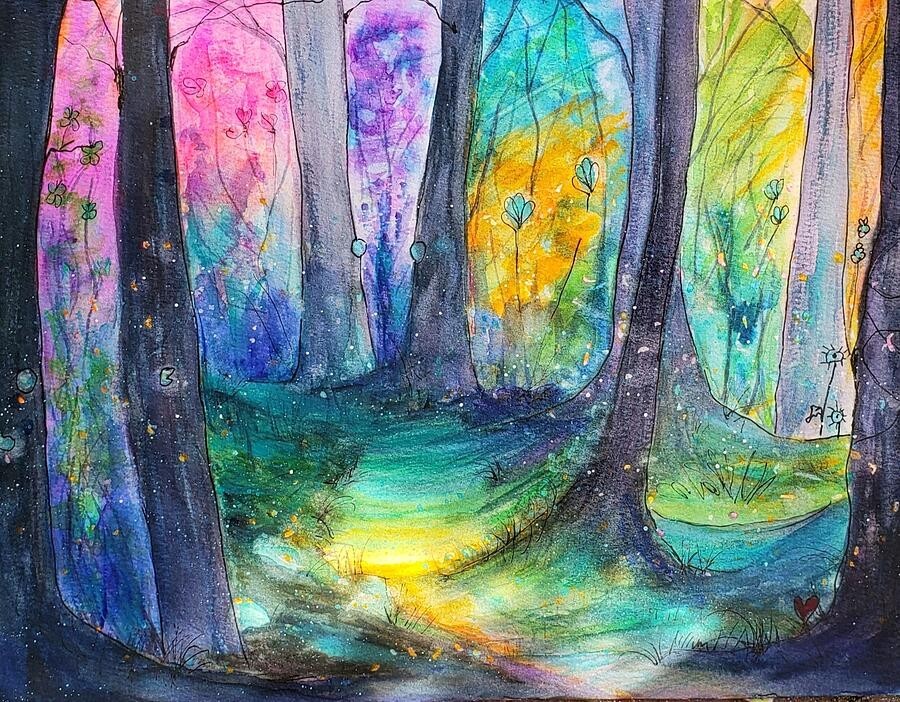 Fairy Forest, watercolor artwork by Deahn Benware
