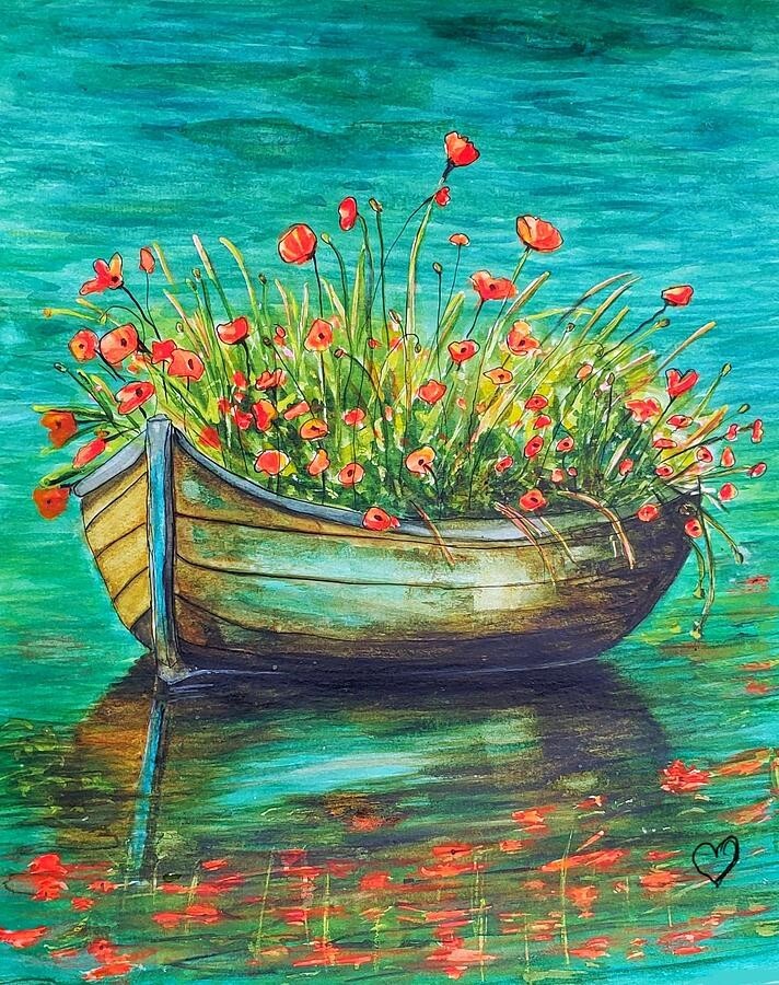 Poppies in Bloom, watercolor artwork by Deahn Benware