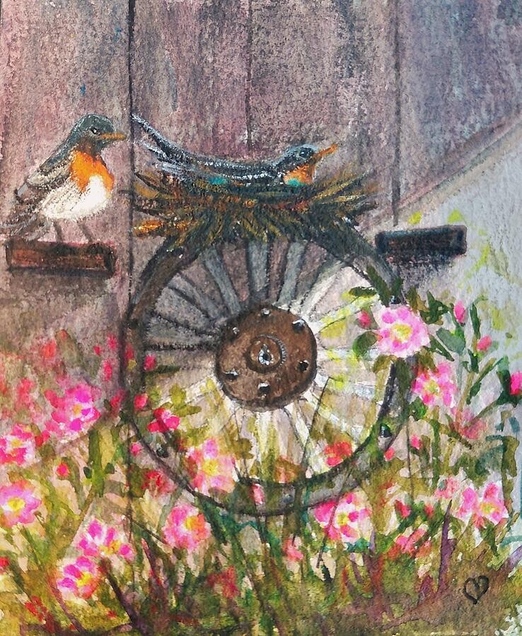 Robin Nesting, artwork by Deahn Benware