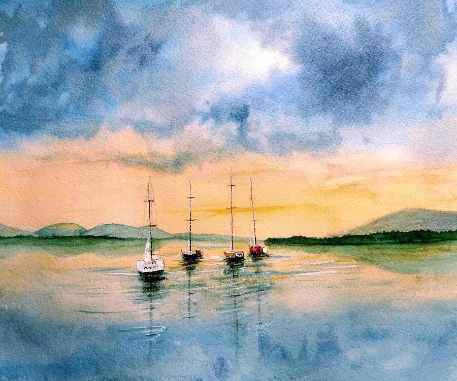 Somers Harbor, watercolor artwork by Deahn Benware