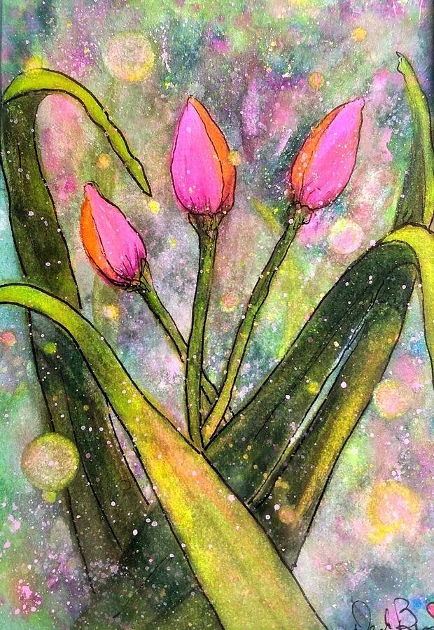 Three French Tulips, Watercolor collection