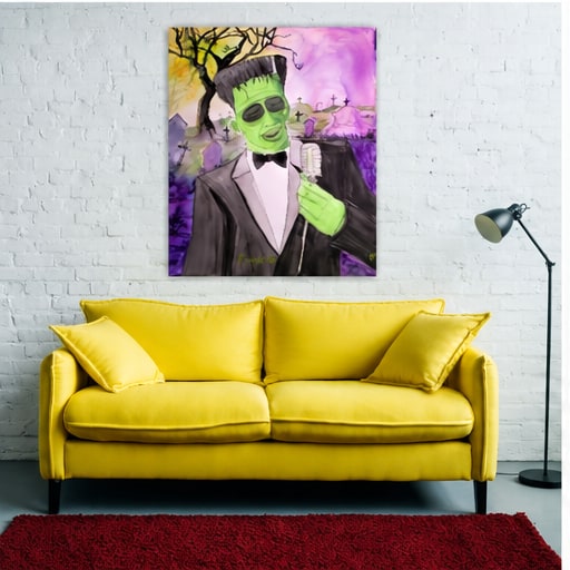 Frankenstein artwork adding color to a living room