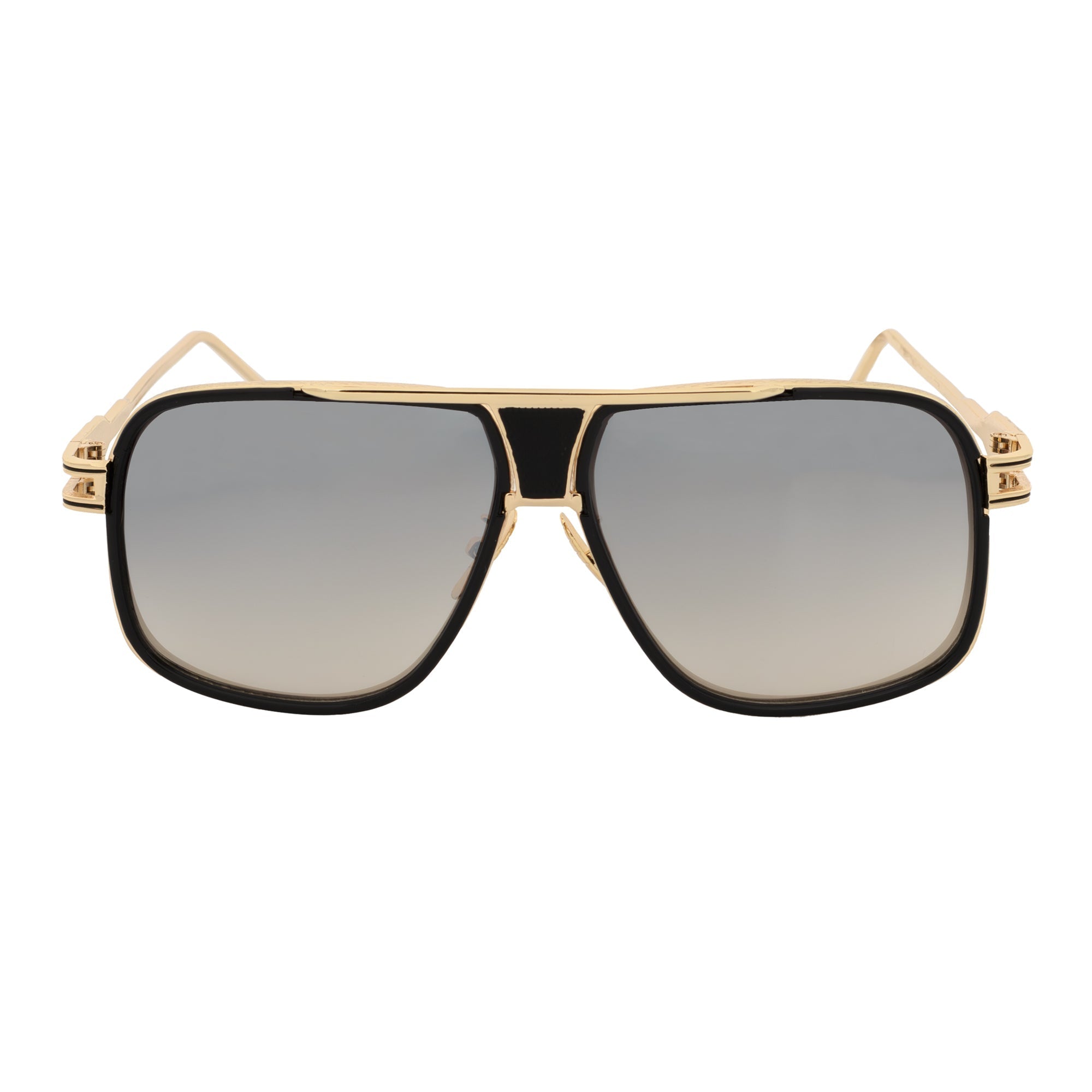 Square metal aviator sunglasses with silver mirror lenses