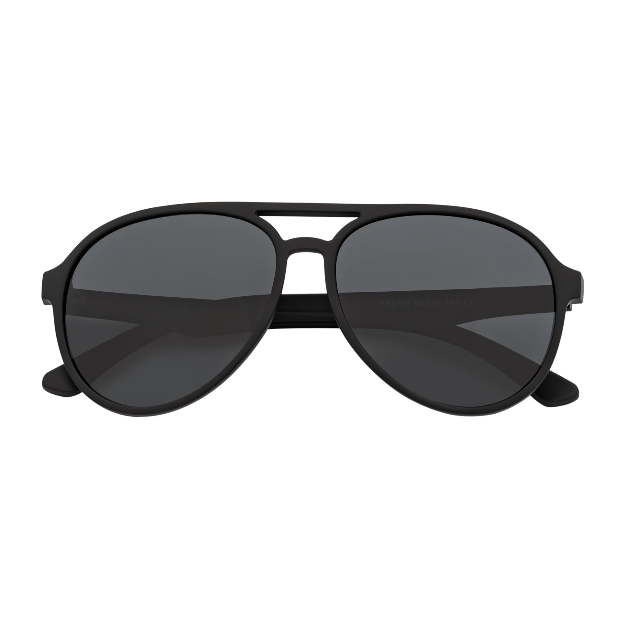Round matte black aviator sunglasses with smoke lenses