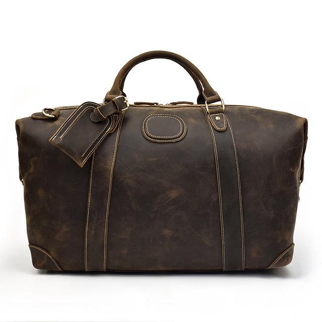 The Eira vintage brown leather weekender bag