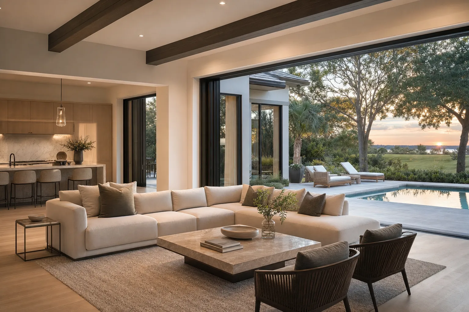 Contemporary Florida indoor-outdoor living space
