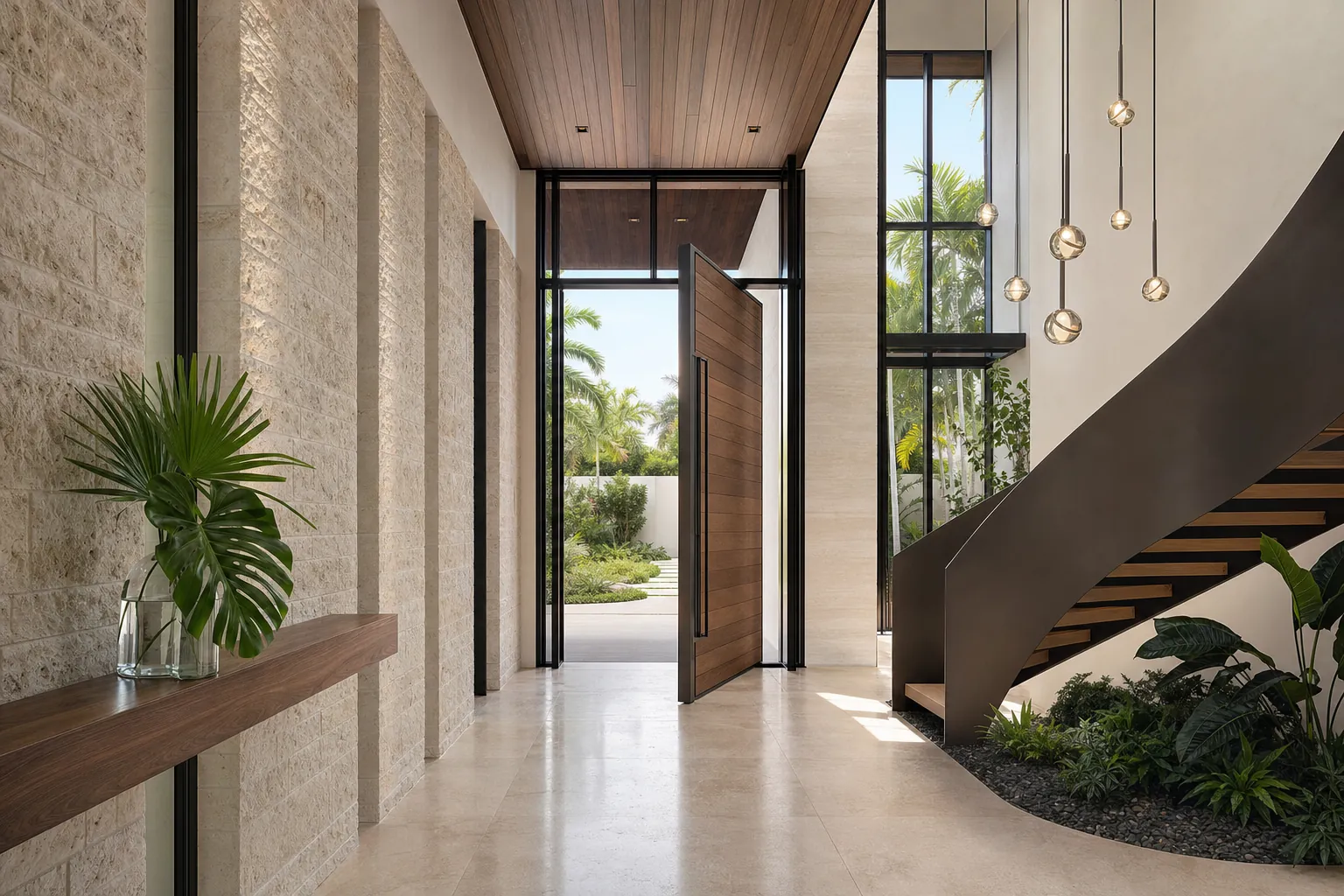 Contemporary Central Florida home entry with natural light