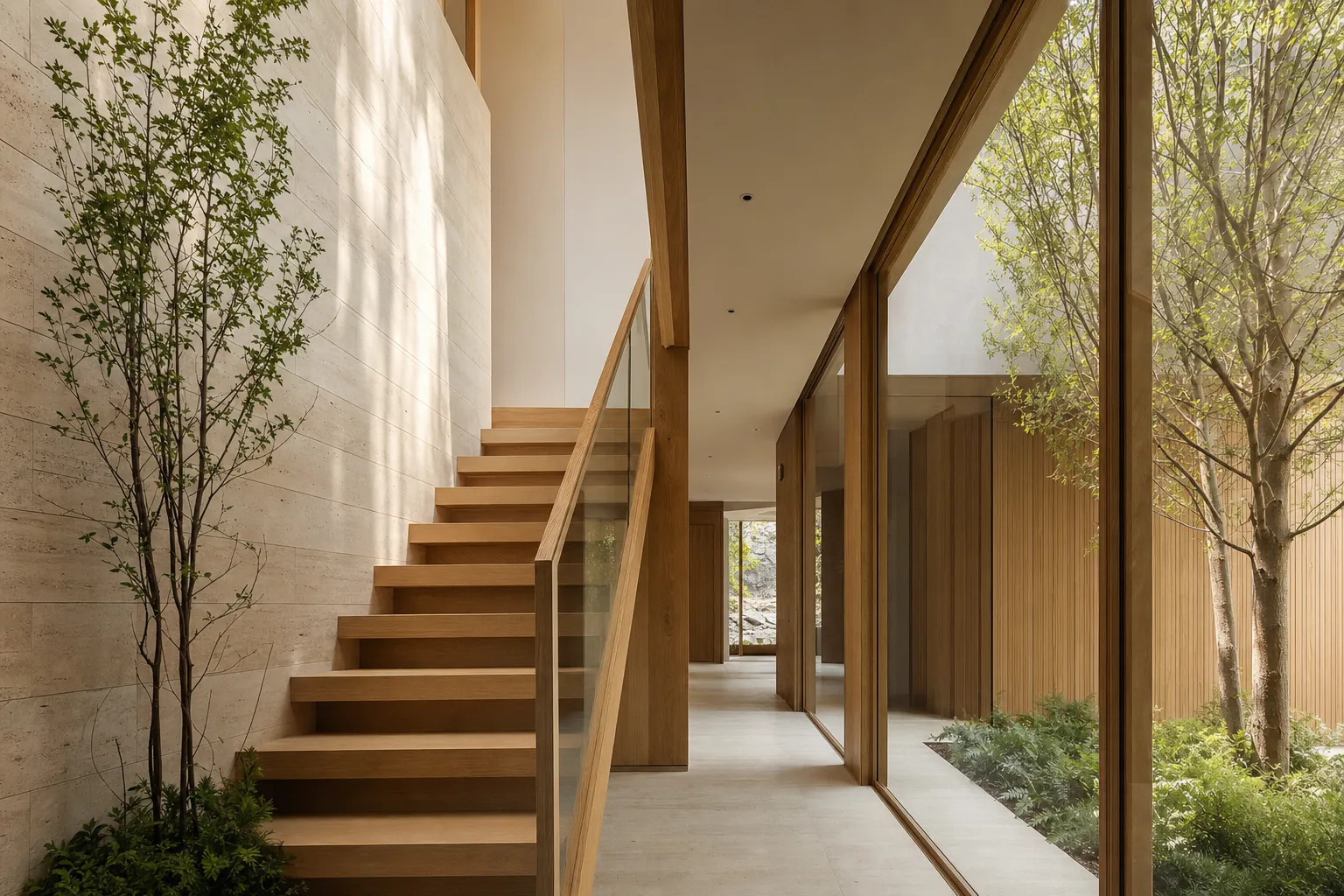 Contemporary stair detail with natural light