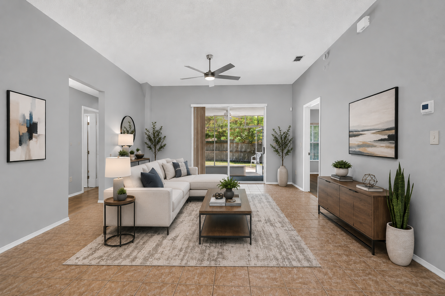 Virtually staged living area at 1053 Sugarberry Trail
