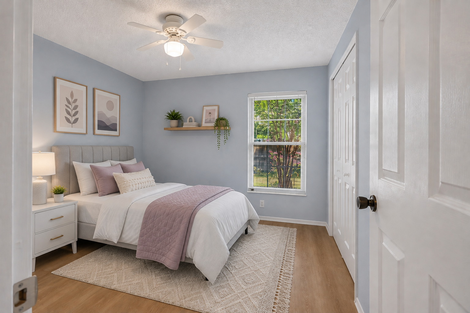 Virtually staged secondary bedroom at 1053 Sugarberry Trail