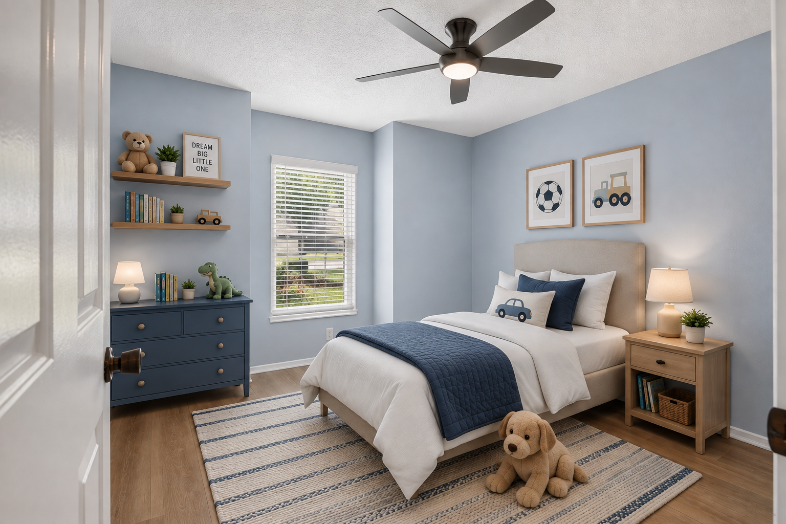 Virtually staged secondary bedroom at 1053 Sugarberry Trail