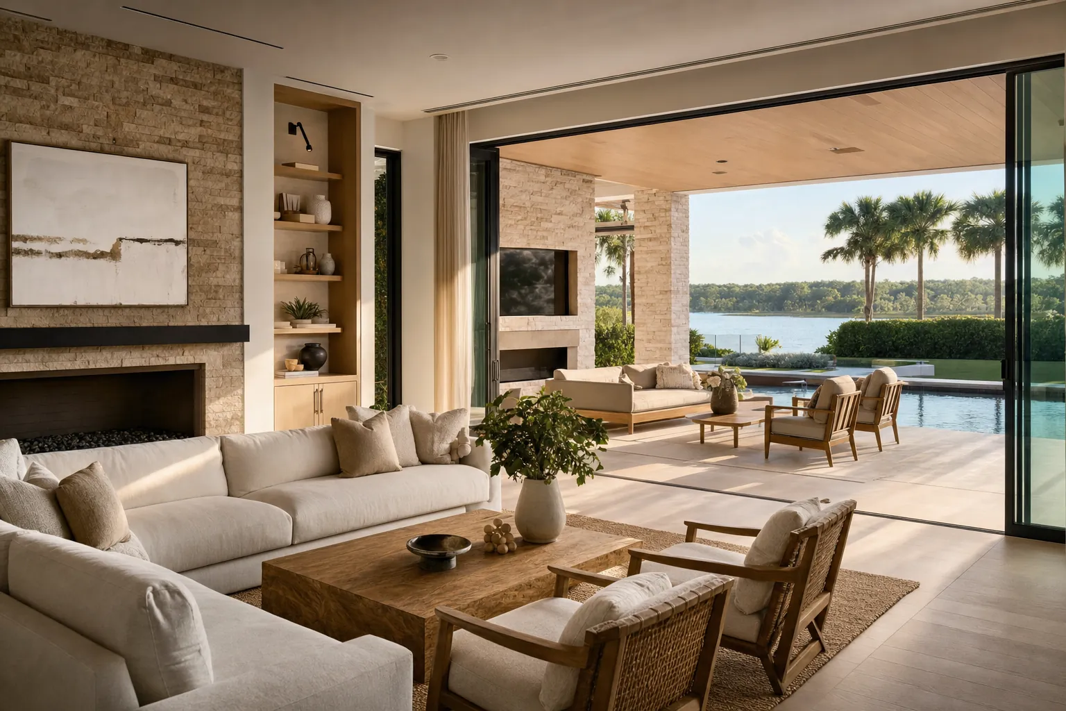 Contemporary Florida indoor-outdoor living space