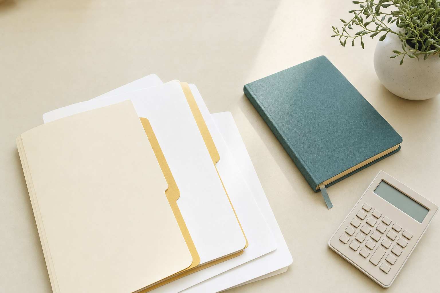 Organized practice operations materials on a desk