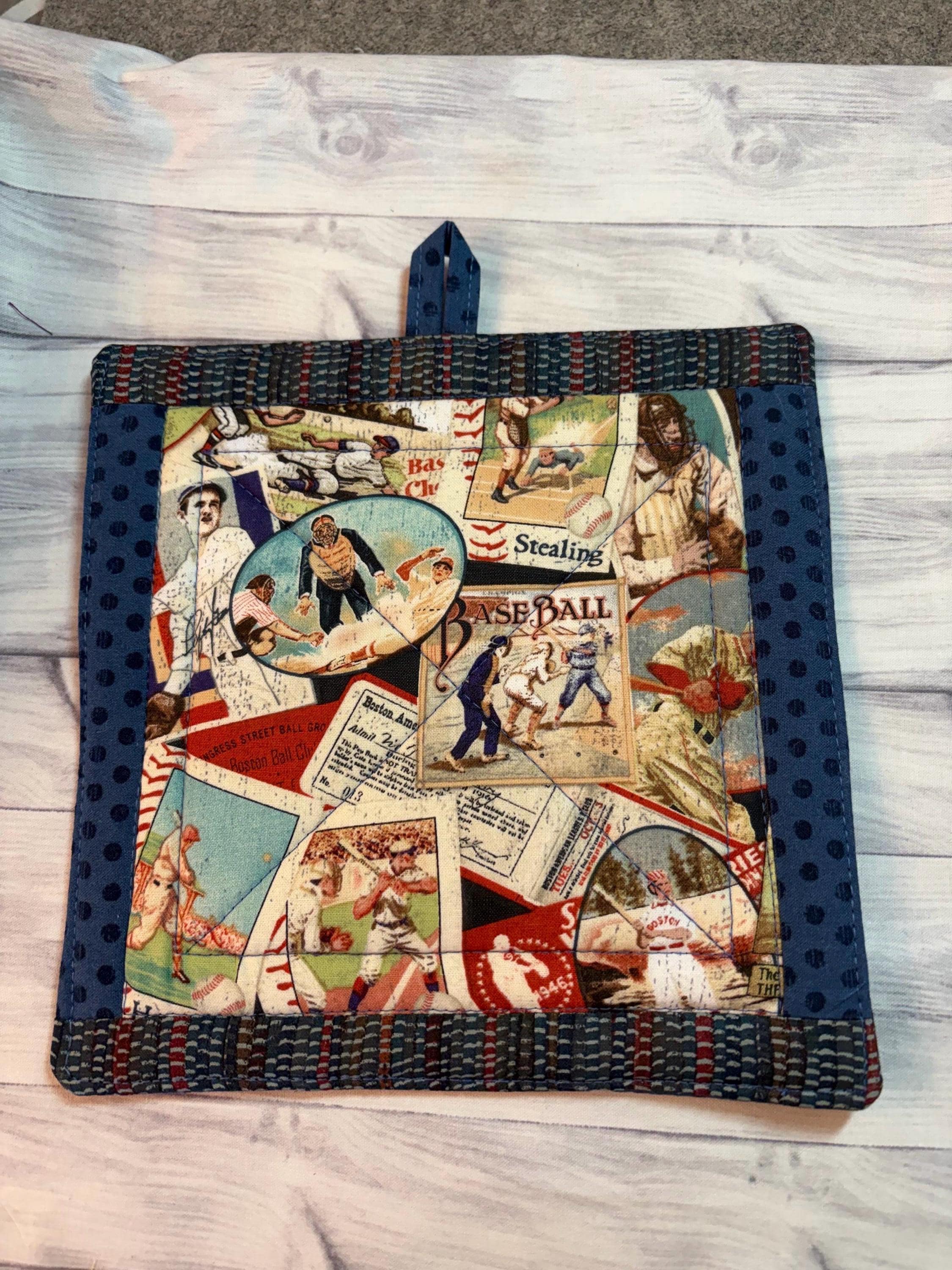 Single Baseball potholder, 8” homemade Father’s Day gift view 3